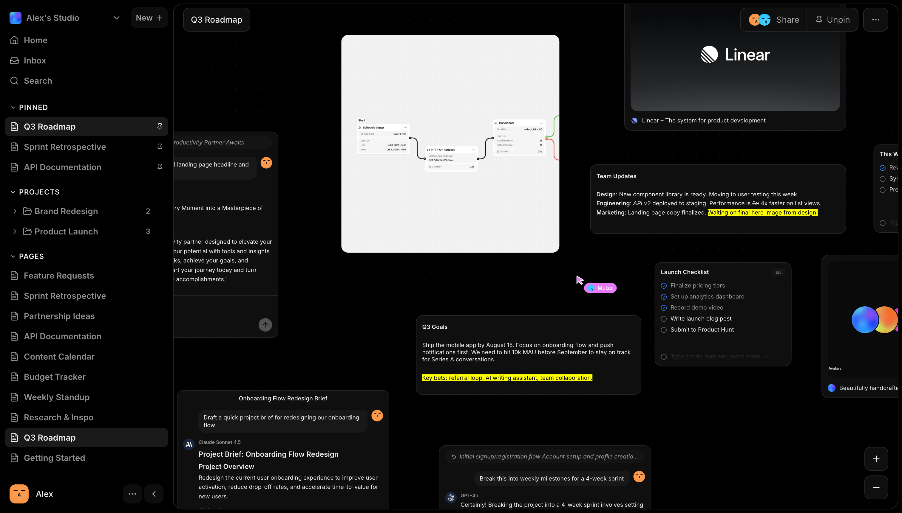Cobloc dashboard showing a spatial canvas with blocks