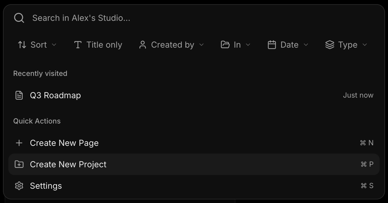 Search modal showing results for a query
